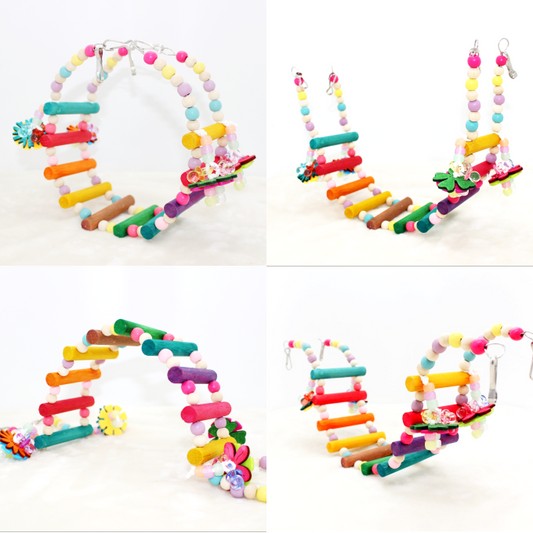 #18SW【鳥のおもちゃ】変幻自在♪ ブリッジ&ブランコ  (Mサイズ)