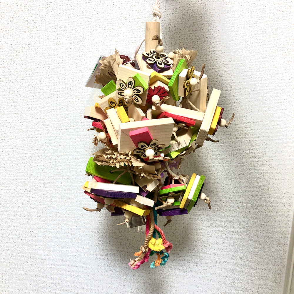 #59ML 大型インコ向け♪ お花のハンギングバスケット_MLサイズ(暖色系)