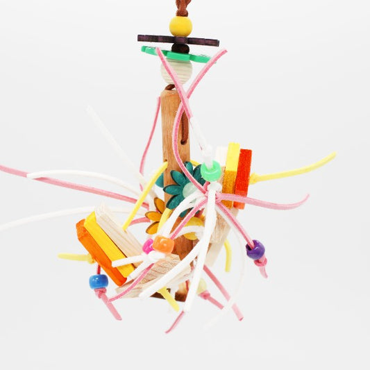 #36S   紐カミパラダイス（ピンク）_ 鳥・インコのおもちゃ